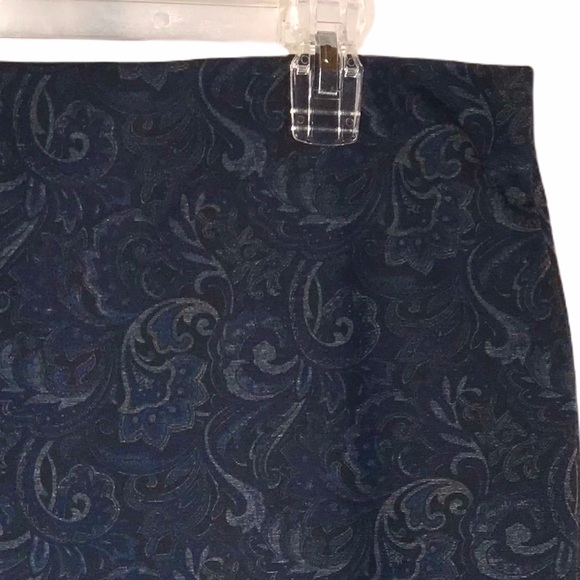 Black Gray Blue Floral Paisley Skirt - Picture 7 of 8